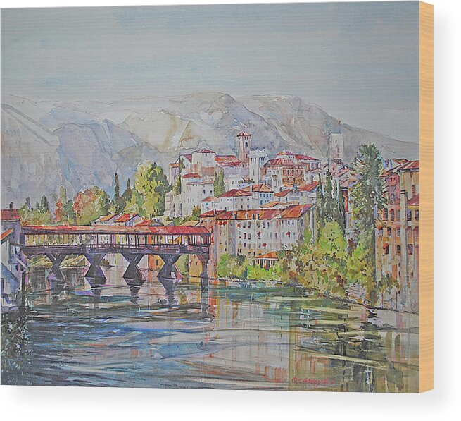 Visco Wood Print featuring the painting Bassano del Grappa by P Anthony Visco