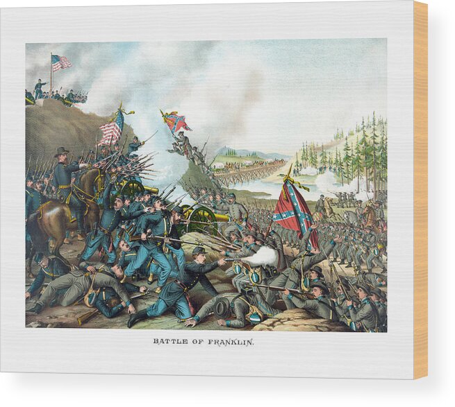 Civil War Wood Print featuring the painting Battle Of Franklin - Civil War by War Is Hell Store