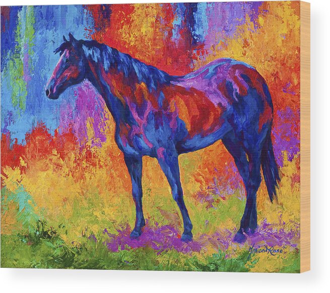 Horses Wood Print featuring the painting Bay Mare II by Marion Rose