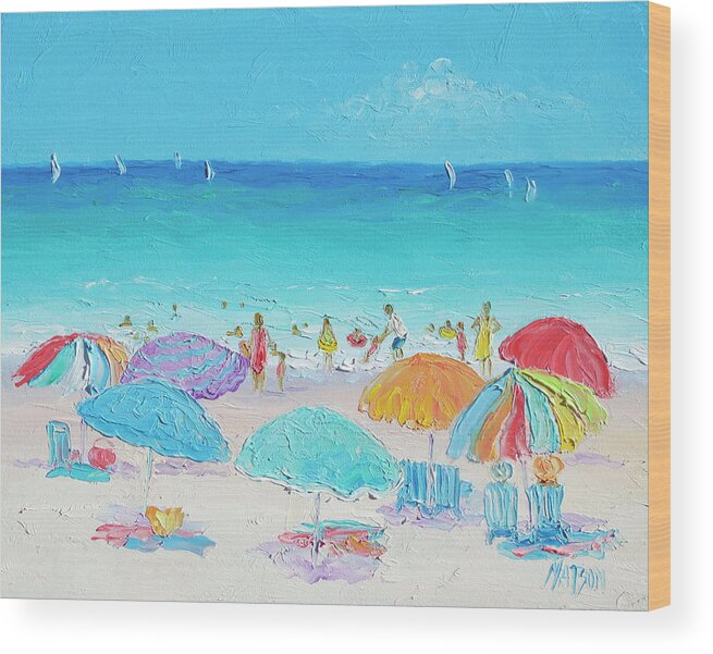 Beach Wood Print featuring the painting Beach Art - Summer by Jan Matson