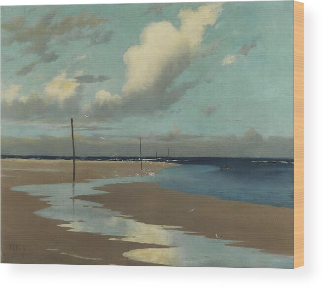 Beach Wood Print featuring the painting Beach at Low Tide by Frederick Milner