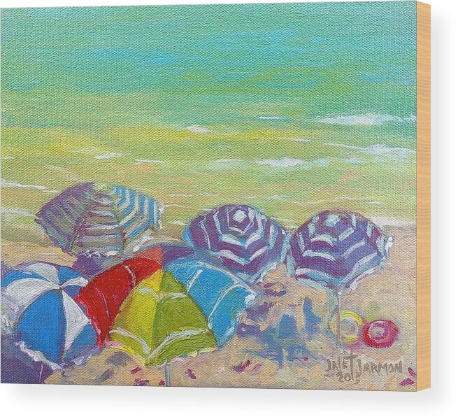 Beach Wood Print featuring the painting Beach is Best by Jeanette Jarmon