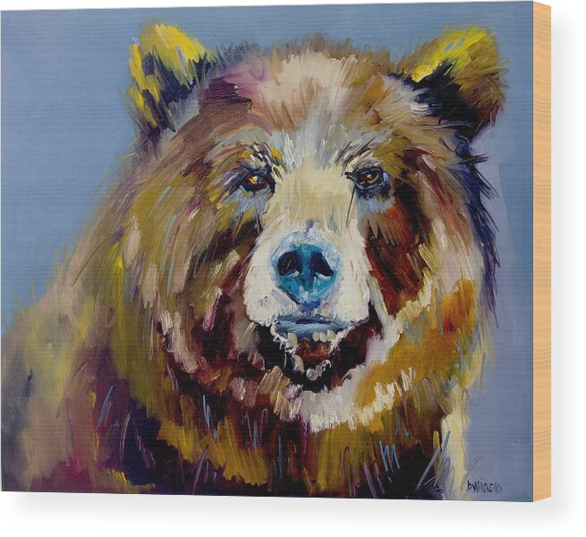 Diane Whitehead Fine Art Wood Print featuring the painting Bear Exposed by Diane Whitehead