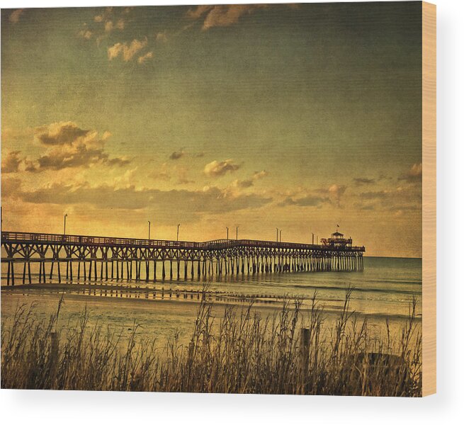 Cherry Grove Wood Print featuring the photograph Behind Cherry Grove Pier by Trish Tritz
