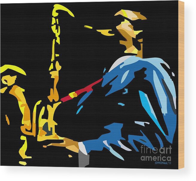 Male Portraits Wood Print featuring the digital art Benny Golson by Walter Neal