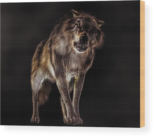 Big Bad Wolf Wood Print featuring the digital art Big Bad Wolf by Daniel Eskridge