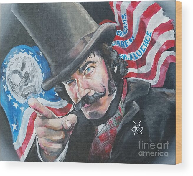 Daniel Day-lewis Wood Print featuring the painting Bill the Butcher by Tyler Haddox