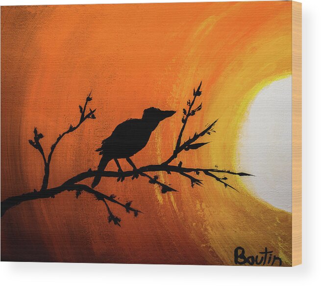 Bird Wood Print featuring the painting Bird Silhouette by Julien Boutin