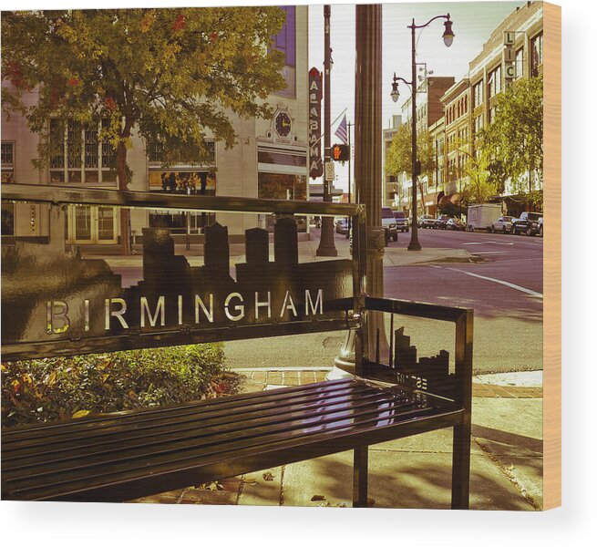 Birmingham Wood Print featuring the photograph Birmingham Bench by Just Birmingham