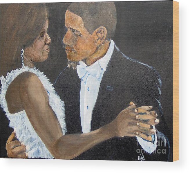 Barack Obama Wood Print featuring the painting Black Love is Black Power by Saundra Johnson