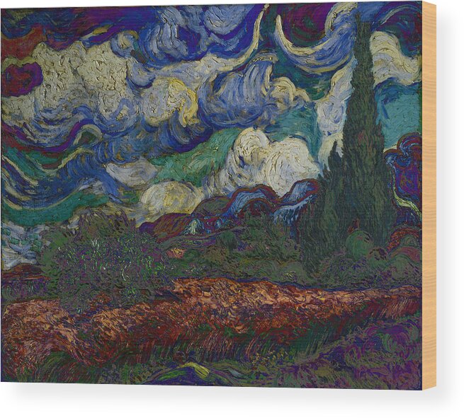 Post Modern Wood Print featuring the digital art Blend 19 van Gogh by David Bridburg