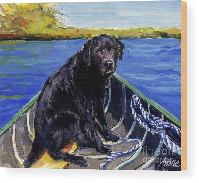 Canoe Wood Print featuring the painting Blue Canoe by Molly Poole