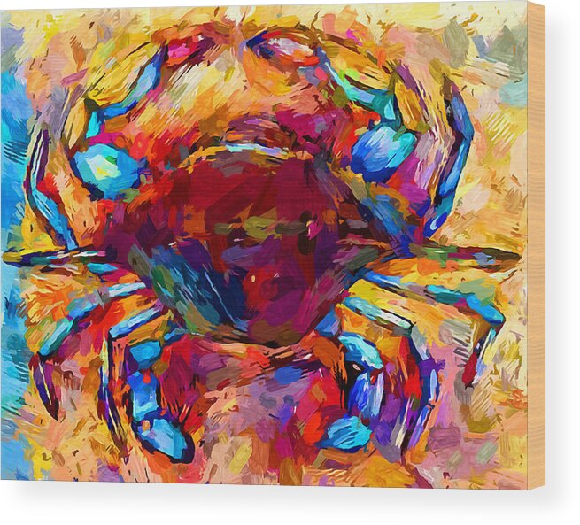 Seafood Wood Print featuring the painting Blue Crab by Chris Butler