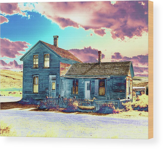 Bodie Wood Print featuring the photograph Blue House by Jim And Emily Bush