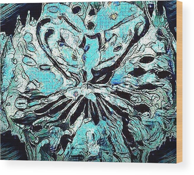 Blue Ice Wood Print featuring the drawing Blue Ice by Brenae Cochran