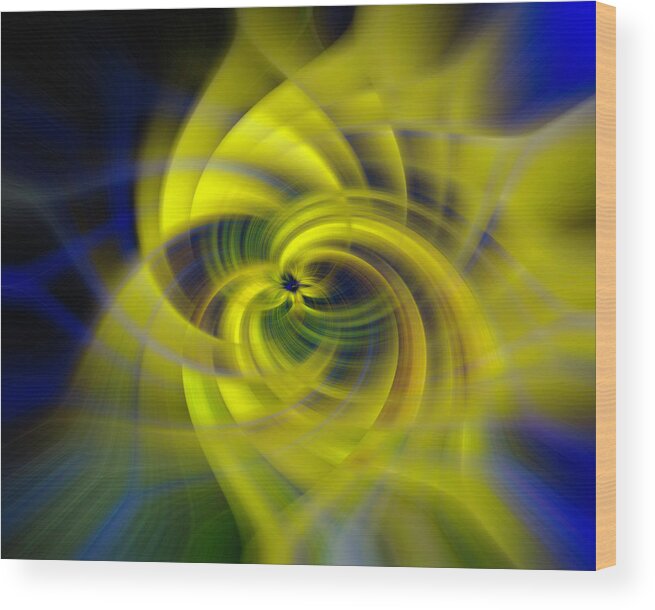 Abstract Wood Print featuring the photograph Blue Yellow Abstraction by Cathy Donohoue