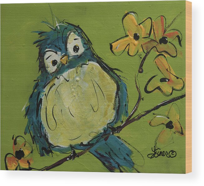 Bird Wood Print featuring the painting Bluebird of Happiness by Terri Einer