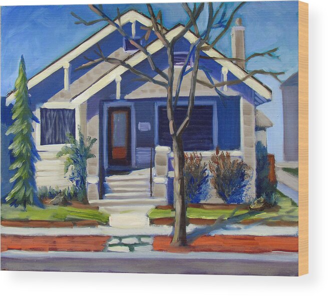 Boise Wood Print featuring the painting BOISE Ridenbaugh St by Kevin Hughes