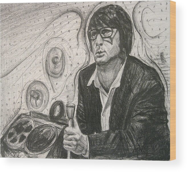 Brian Wilson Wood Print featuring the drawing Brian Wilson 1 by Michael Morgan