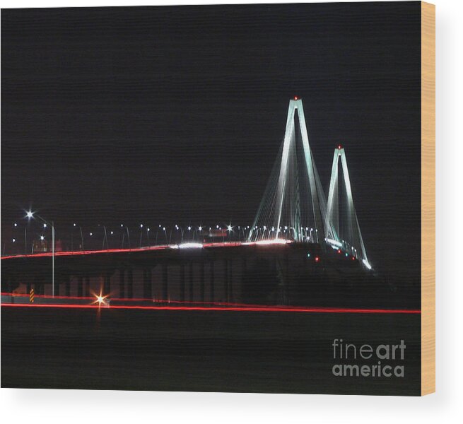 Arthur Ravenel Bridge Wood Print featuring the photograph Bridge Blur by Al Powell Photography USA