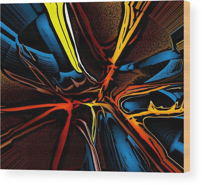 Abstract Wood Print featuring the digital art Bright Abstract 072810 by David Lane