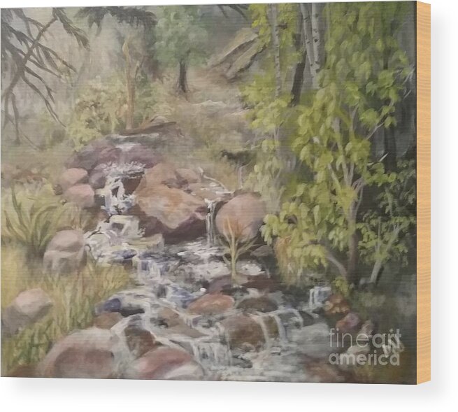 Brook Wood Print featuring the painting Brook by Saundra Johnson
