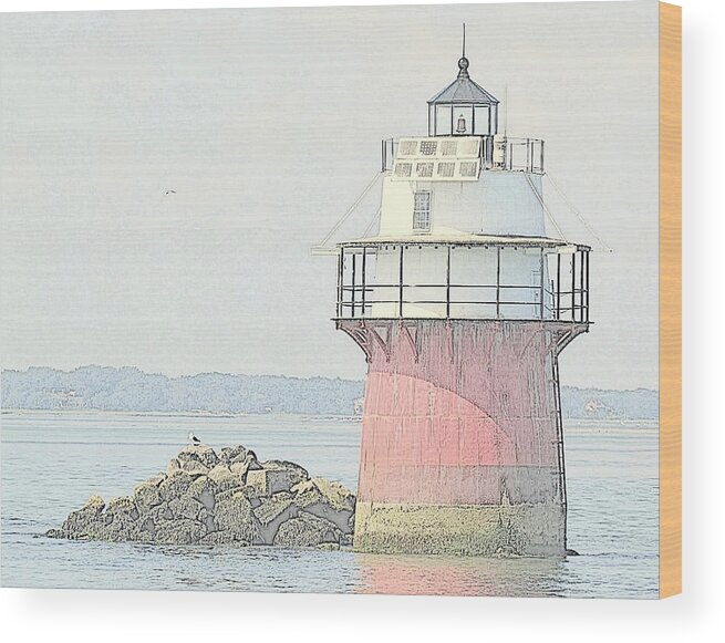 Lighthouse Wood Print featuring the photograph Bug Light by Lori Lafargue