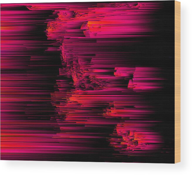 Glitch Wood Print featuring the digital art Burnout - Pixel Art by Jennifer Walsh
