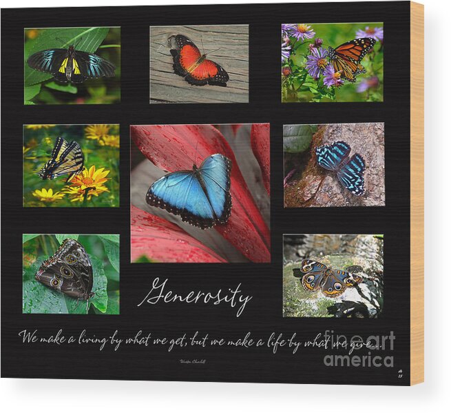 Diane Berry Wood Print featuring the photograph Butterfly Generosity Collage by Diane E Berry