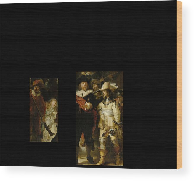 Post Modern Art Wood Print featuring the digital art BW 1 Rembrandt by David Bridburg