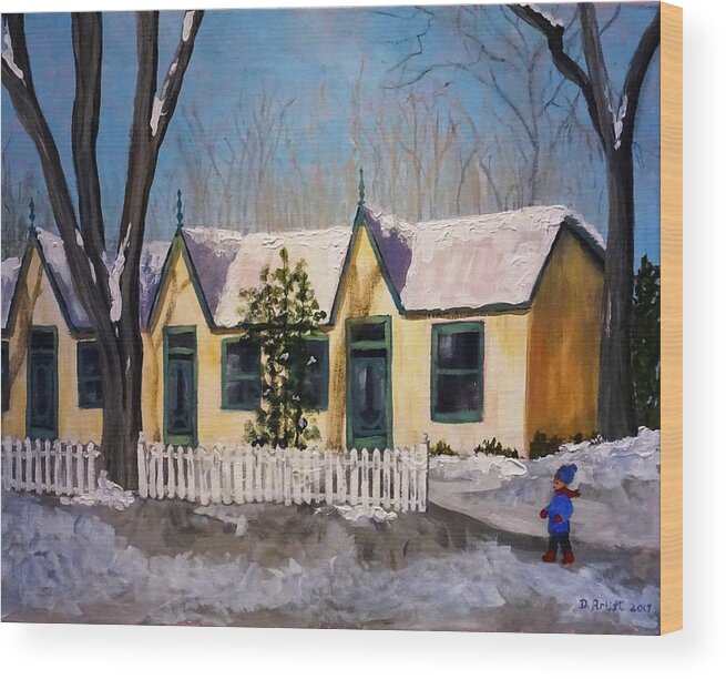 Acrylic Wood Print featuring the painting Cabbagetown Christmas by Diane Arlitt