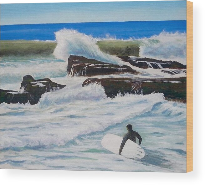 Surfing Wood Print featuring the painting Campus entry by Jeffrey Campbell