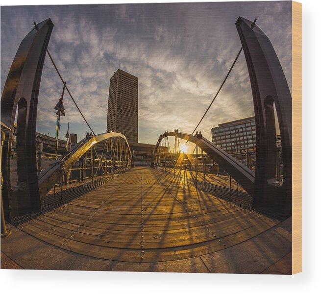 Buffalo Sunrise Wood Print featuring the photograph Canalside Dawn No 7 by Chris Bordeleau
