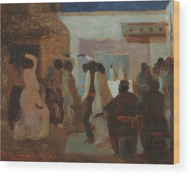 19th Century Art Wood Print featuring the painting Candombe o Candombe bajo la luna by Pedro Figari