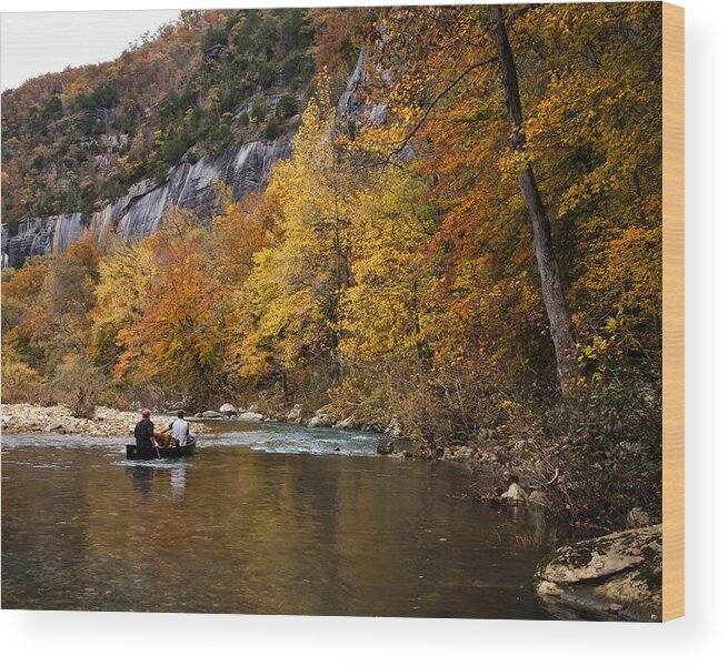 Fall Color Wood Print featuring the photograph Canoeing the Buffalo River at Steel Creek by Michael Dougherty