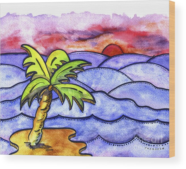 Palm Wood Print featuring the painting Rolling Seas by Diane Thornton