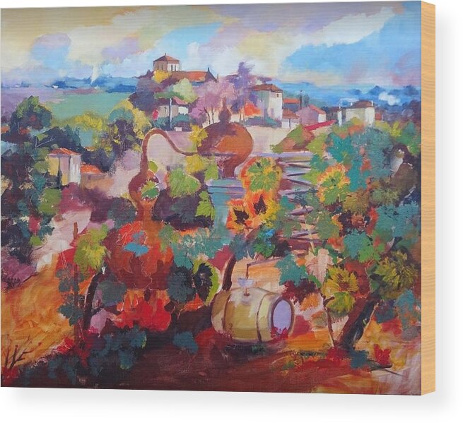  Wood Print featuring the painting Career in the Vineyard by Kim PARDON
