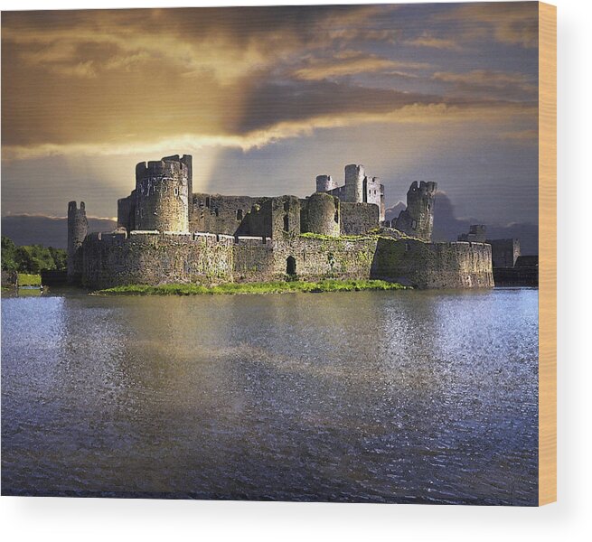 Castle Wood Print featuring the digital art Castle at Dawn by Vicki Lea Eggen
