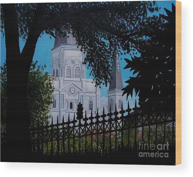 Cathedral Wood Print featuring the painting Cathedral at the Square by Valerie Carpenter