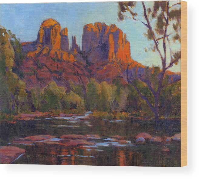 Cathedral Wood Print featuring the painting Cathedral Rock, Sedona by Konnie Kim