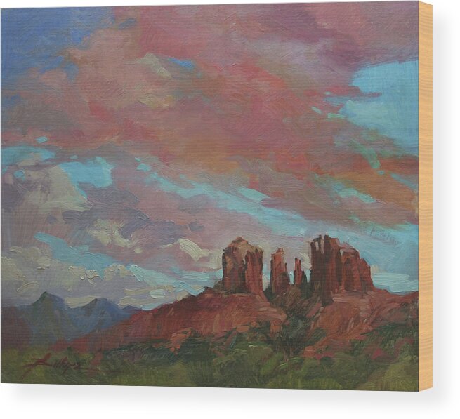 Zion Nat'l Park Paintings Wood Print featuring the painting Catherdral Canopy by Elizabeth - Betty Jean Billups