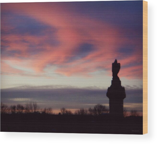 Cemetery Sunset Wood Print featuring the photograph Cemetery Sunset by Dark Whimsy