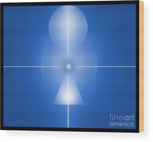 Abstract Wood Print featuring the digital art Centered Blue by John Krakora