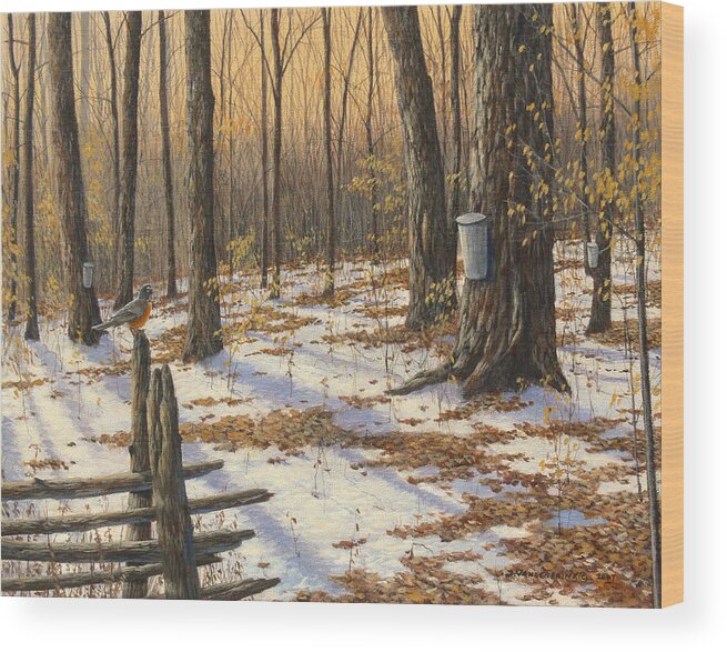 Landscape Wood Print featuring the painting Changing Seasons by Jake Vandenbrink