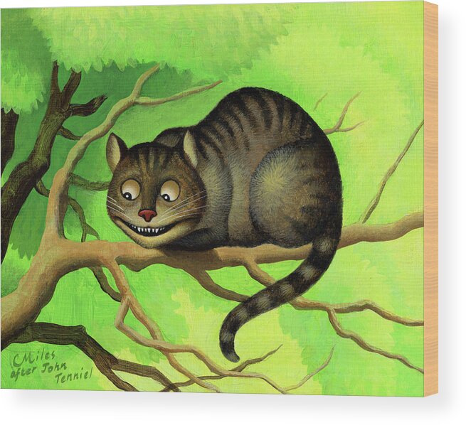 Cheshire Cat Wood Print featuring the painting Cheshire Cat by Chris Miles