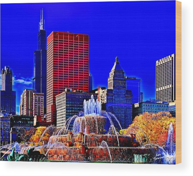 Chicago Wood Print featuring the photograph Chicago Bright Light by Kathy Tarochione