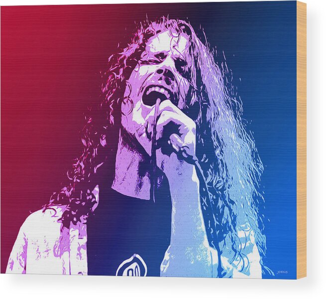 Tribute Wood Print featuring the mixed media Chris Cornell 326 by Greg Joens