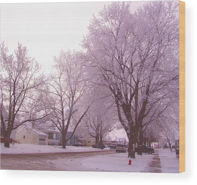 Ice Wood Print featuring the photograph Christmas Day Lenox Iowa by Kevin Callahan