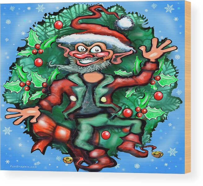Christmas Wood Print featuring the digital art Christmas Elf by Kevin Middleton