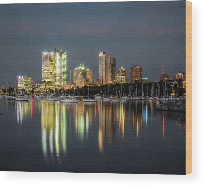 Milwaukee Skyline Wood Print featuring the photograph City at Rest by Kristine Hinrichs